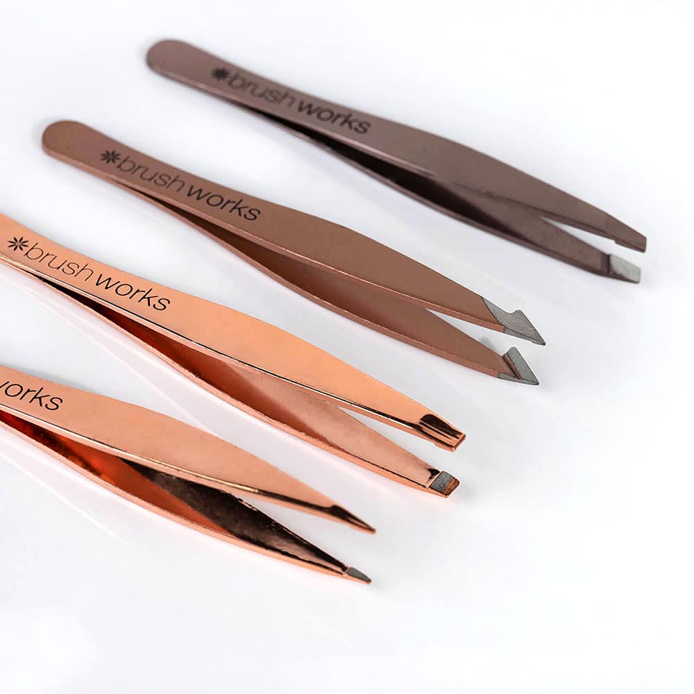 Brushworks 4 Piece Combination Tweezer Set – Gold - image 5