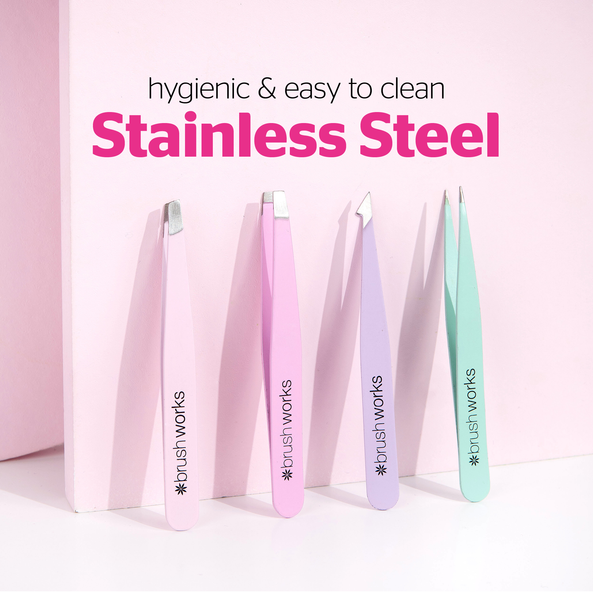 Brushworks 4 Piece Combination Tweezer Set – Pastel - image 3