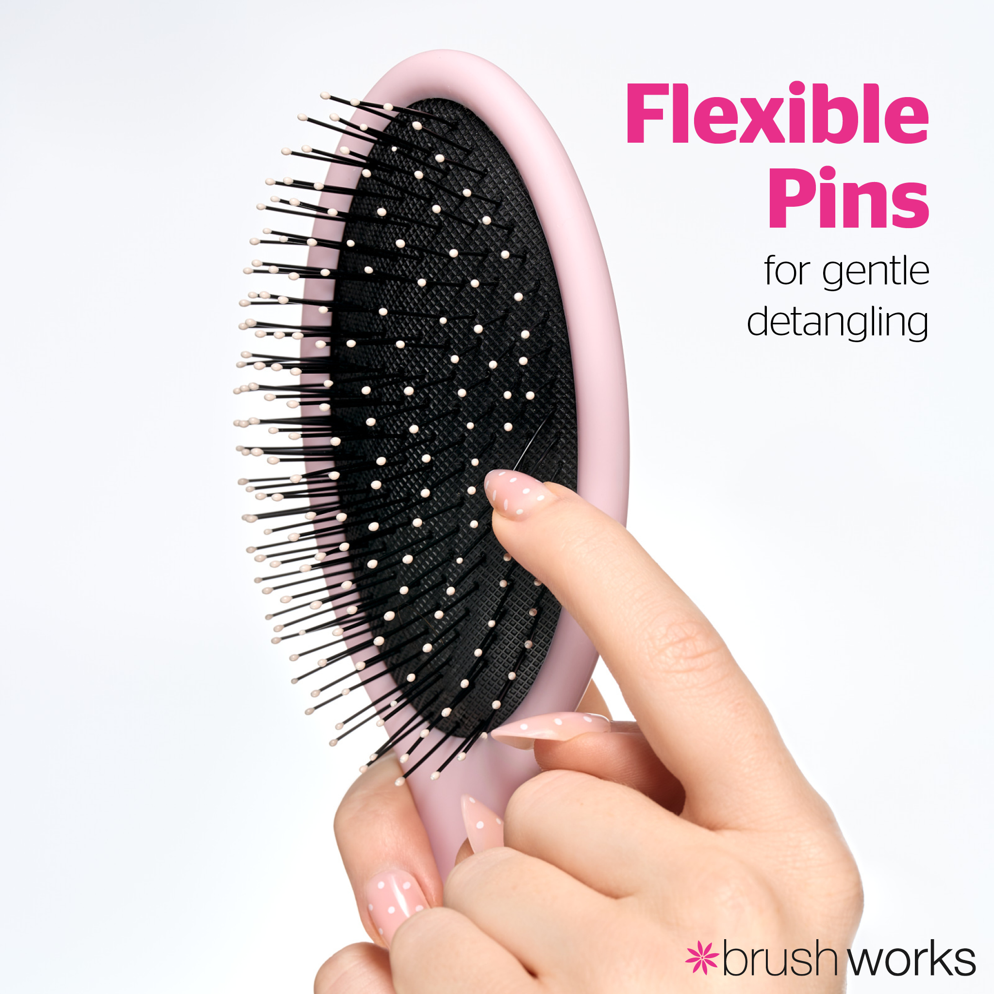 Brushworks Professional Oval Detangling Hair Brush – Pink - image 4
