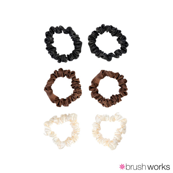 Brushworks Skinny Satin Scrunchies – 6 Pack — alternate view