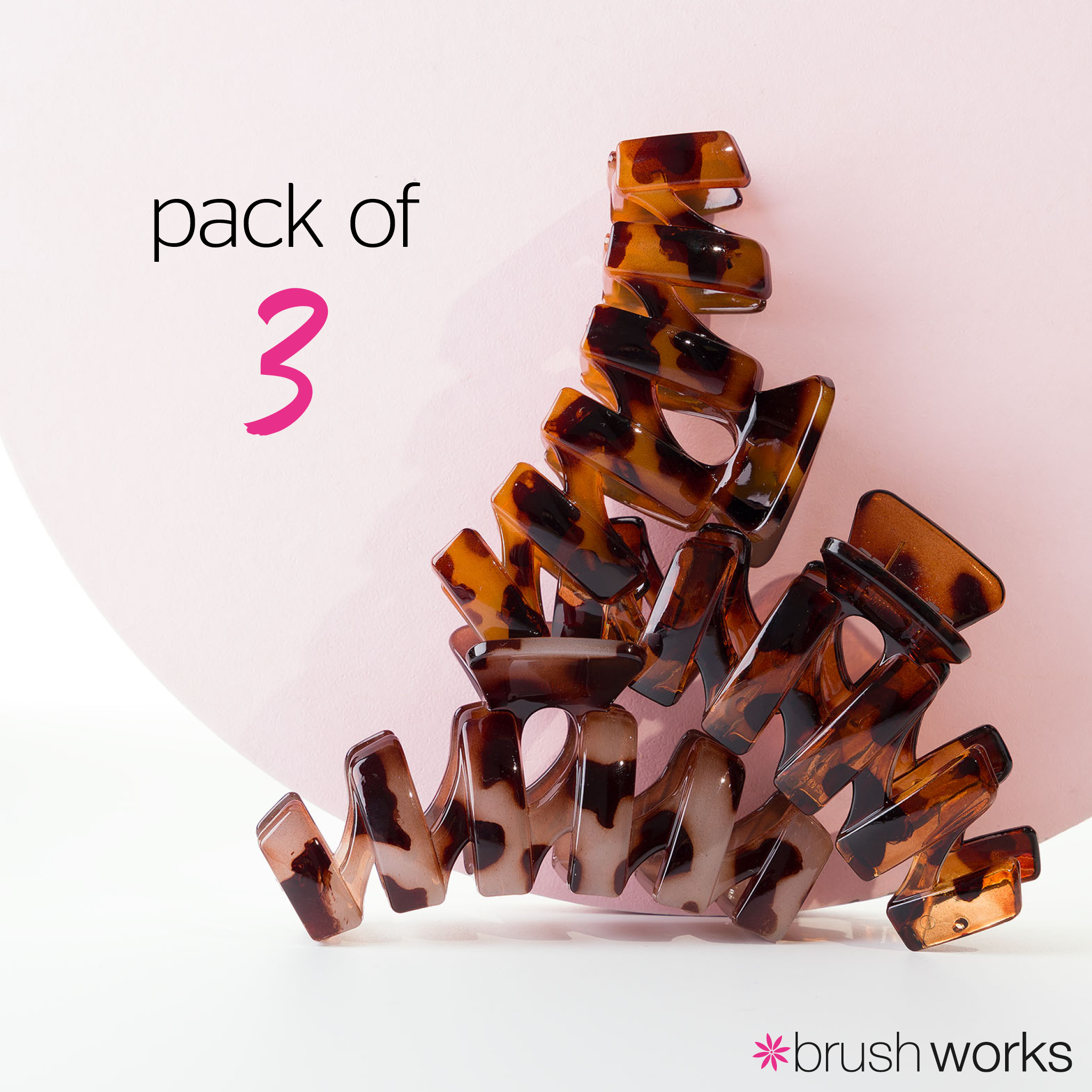 Brushworks Tortoiseshell Claw Clips – 3 Pack - image 5