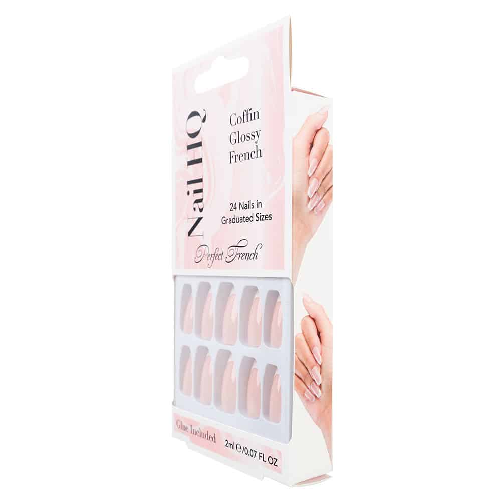 Nail HQ Coffin Glossy French Nails (24 Pieces) - image 4