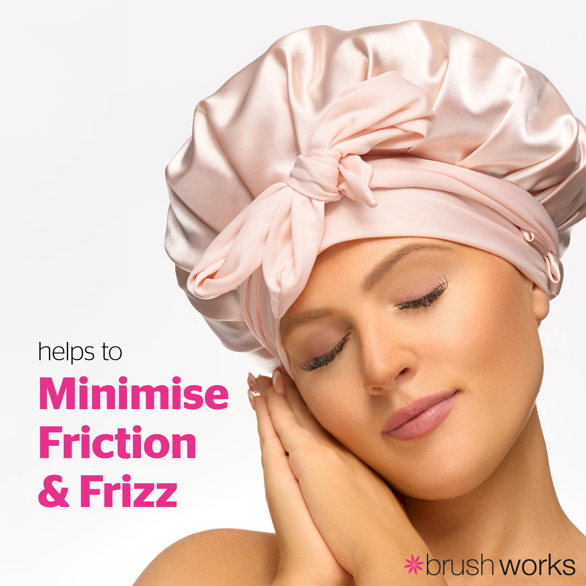 Brushworks Double Layer Satin Hair Bonnet – Ballet Pink - image 2